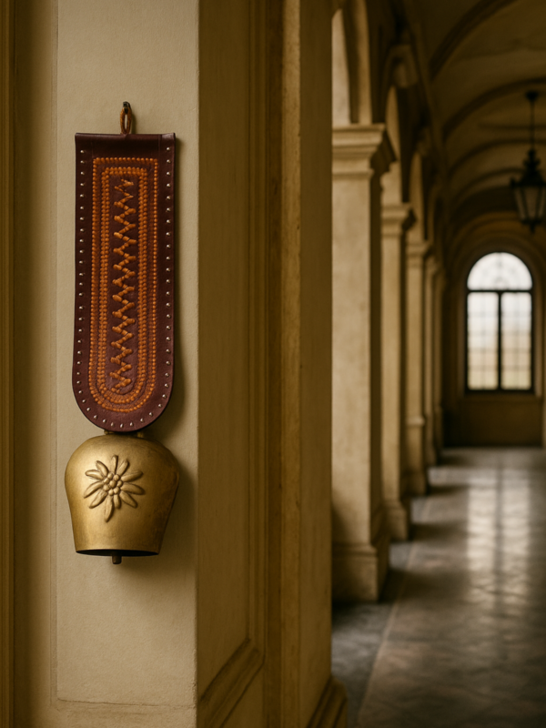 Handcrafted Copper Bell with Kutch Embroidered Leather Strap