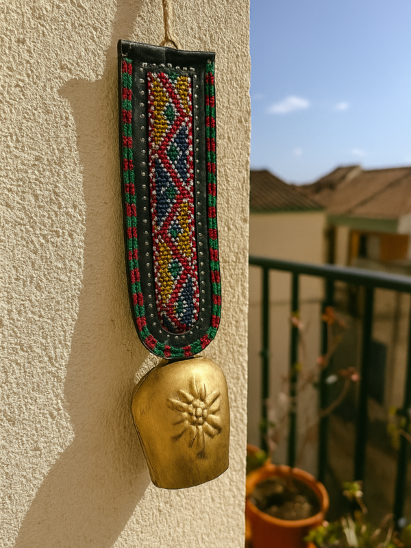 The Golden Chime: Heirloom Handcrafted Copper Bell with Kutch Hand-Embroidery