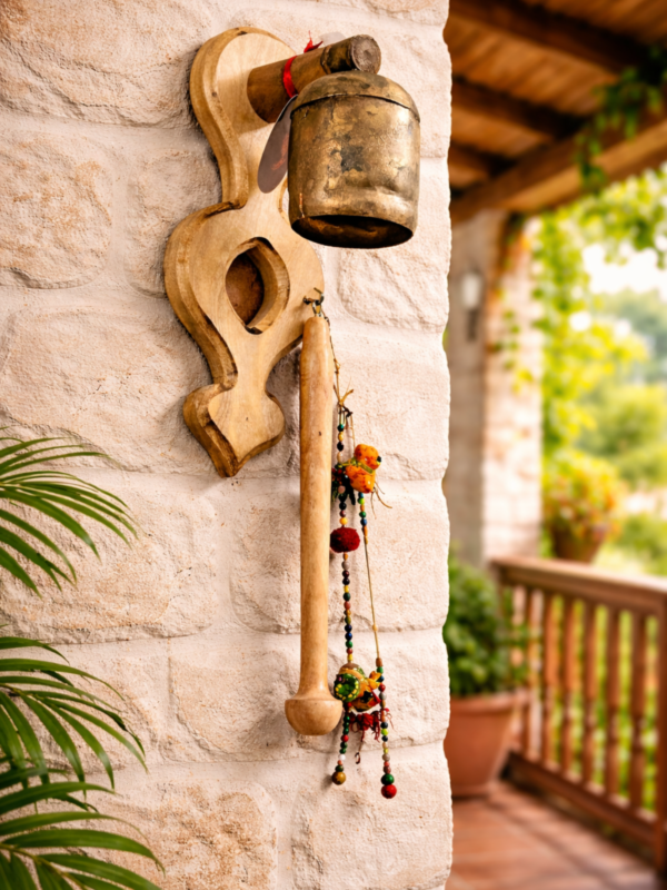 Veda Chime - Handcrafted Copper Bell & Natural Wood Maulshree Edition