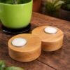 twin tealight holder (Teak)