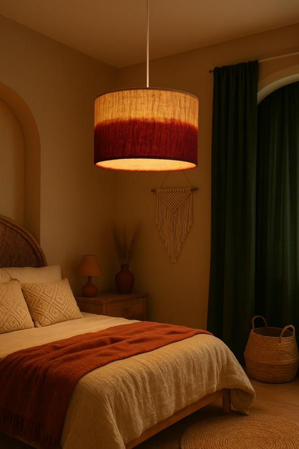 Handcrafted Shaded Nettle Fiber Pendant Lamp - made to order